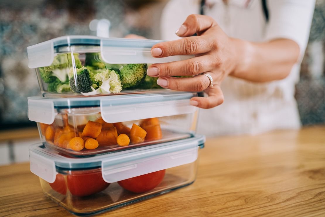 Glass food storage containers are a safer option.