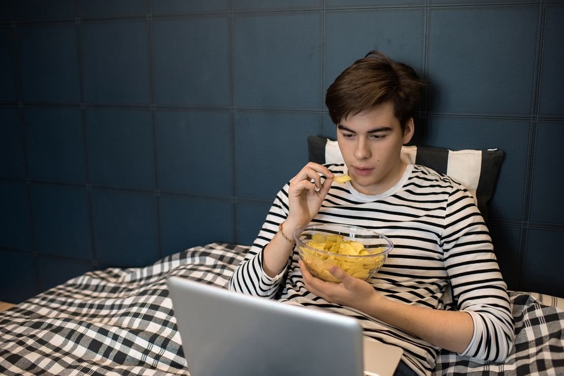 Avoid snacking before bed to prevent spiking your metabolism and activating your brain. 