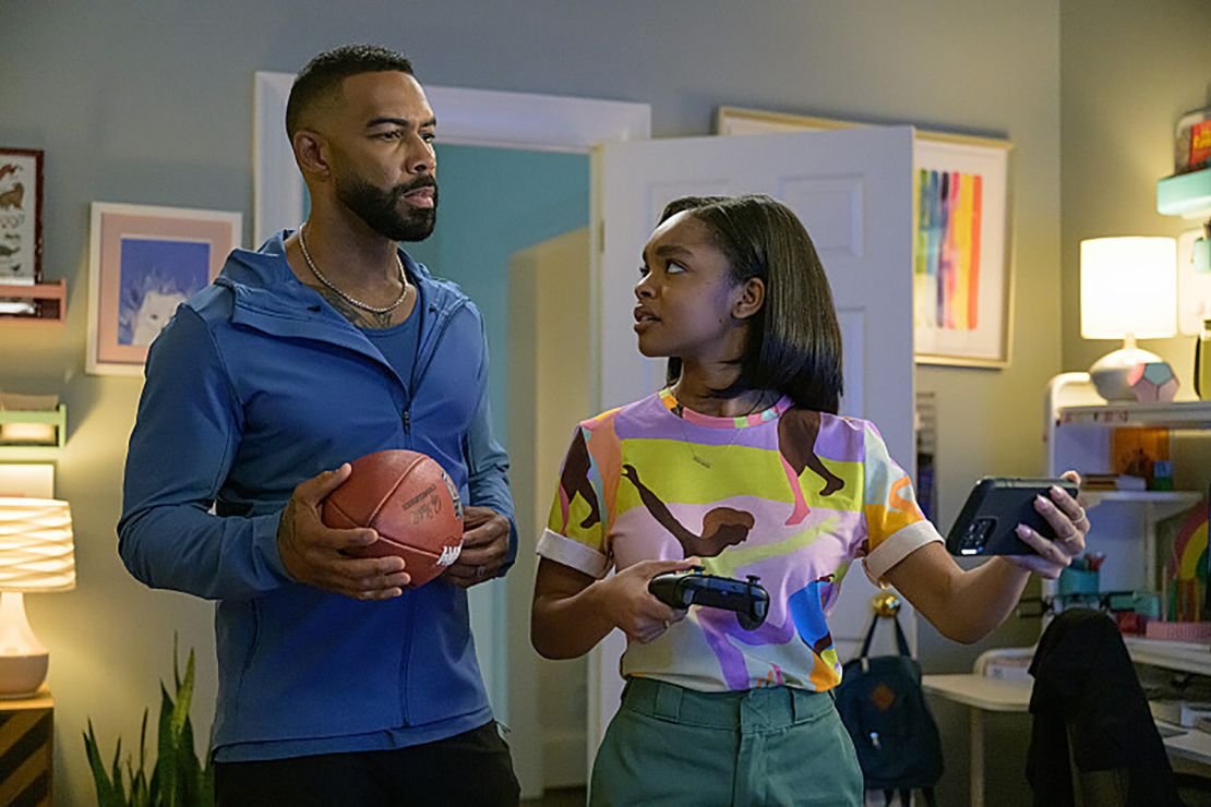 Marsai Martin as Callie Coleman and Omari Hardwick as Bobby Coleman in 